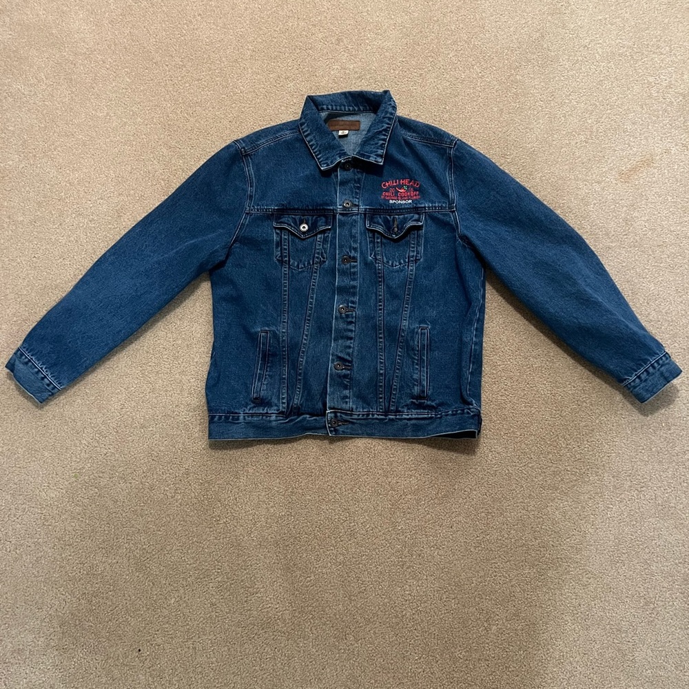 Port Authority denim jacket with custom embroidery size XL